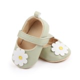 Pantofi verzi cu floare pentru bebelusi (Marime Disponibila: 6-9 luni (Marimea
