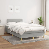 Cumpara ieftin Pat box spring cu saltea, gri deschis, 120x200 cm, textil