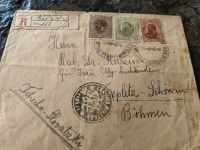 Rar plic circulat Constantinopol-Teplitz, 1919, Posta Romana la Constantinopol foto