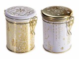 Set 2 cutii depozitare, Craciun metal alb auriu cm 11,5 x 9 x 12 H