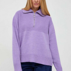 Beatrice B pulover de lana femei, culoarea violet, light, cu turtleneck