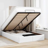 vidaXL Cadru de pat otoman cu saltea alb 120x190 cm piele artificială 3311027