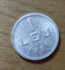 MNDRO10 moneda RPR Romania 1 leu 1951