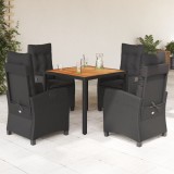 vidaXL Set mobilier de grădină cu perne, 5 piese, negru, poliratan 3212663