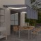 Copertină retractabilă manual cu stor&amp;LED,albastru&amp;alb, 5x3 m