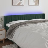 VidaXL Tăblie de pat cu LED, verde &icirc;nchis, 203x16x78/88 cm, catifea