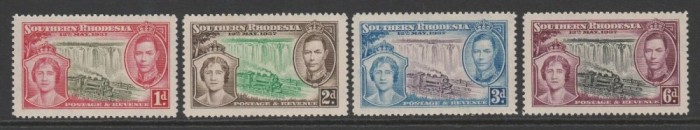 Southern Rhodesia 1937 - Coronarea, serie nestampilata cu sarniere