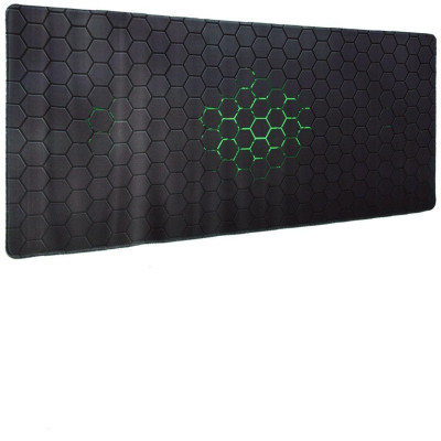 Mousepad Mare Cauciucat Pentru Gaming, Antiderapant, Waterproof, model Honeycomb, 80 x 30cm, Negru/Verde foto