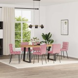 vidaXL Scaune de sufragerie, 6 buc, roz, catifea