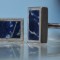 Butoni - realizati in metal argintat cu piatra Lapis Lazuli natural