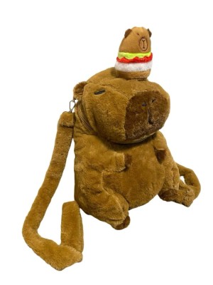 Ghiozdan-Rucsac de plus Capibara cu capibara mic amuzant hamburger foto