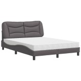 Cumpara ieftin Pat cu saltea, Hvar, gri, 140x200 cm, piele ecologica