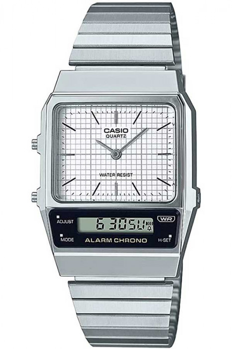 Ceas unisex CASIO Retro Vintage Casual UNX ANADIG SS WHT