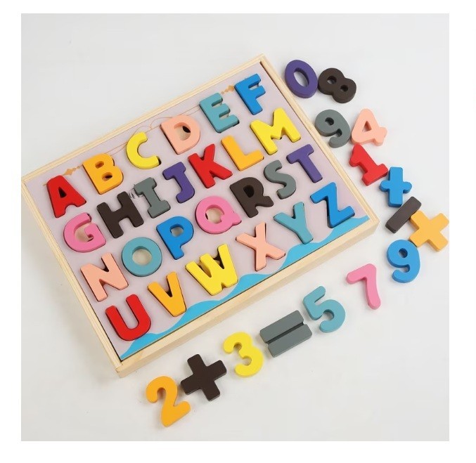 Set Puzzle litere si cifre cu sortare si tavita