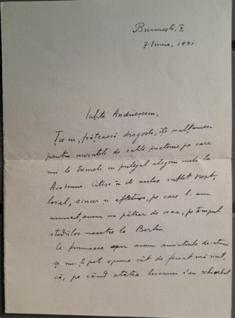 1941 Bucuresti, Scrisoare N. Cartojan ptr I. Andriesescu / istorie / Academia Ro