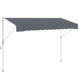 Outsunny Copertină Retractabilă cu Braț Pliabil, 400x120 cm, Gri &Icirc;nchis | Aosom Romania