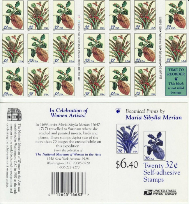 SUA 1997, Flora, serie neuzata, carnet, MNH
