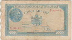 Romania 1945, 21 august - 5000 lei, uzat foto