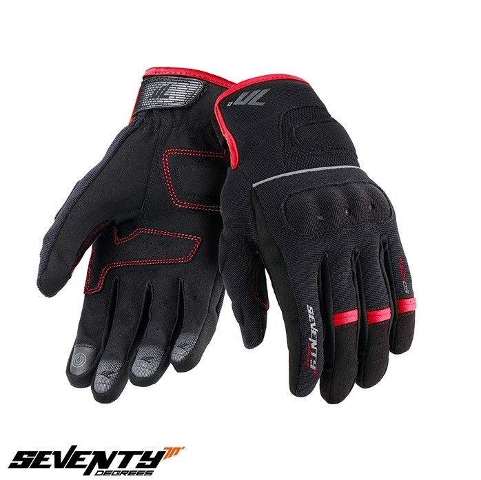 Manusi barbati pentru scuter - motocicleta Urban vara Seventy model SD-C54 negru/rosu &ndash; degete tactile M (8 cm)