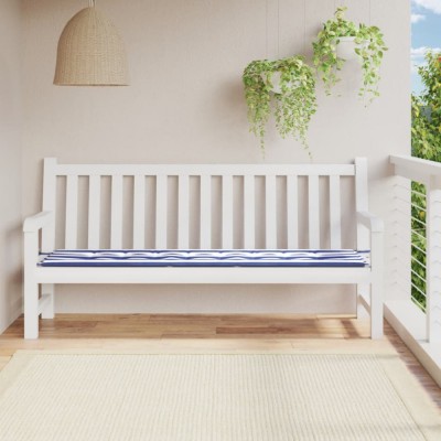 Gossi perna banca de gradina, dungi albastru/alb, 200x50x3 cm, textil foto