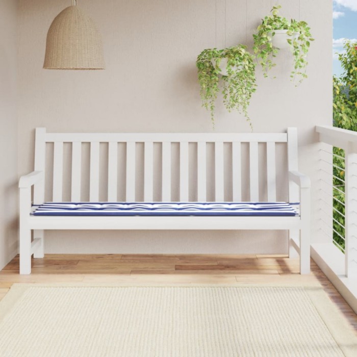 Gossi perna banca de gradina, dungi albastru/alb, 200x50x3 cm, textil