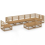 Cumpara ieftin Set mobilier de gradina, 9 piese, maro miere, lemn masiv de pin