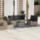 Cumpara ieftin Gossi set mobilier de gradina cu perne, 8 piese gri deschis poliratan