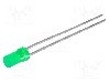 Dioda LED, 3mm, verde, 1...4mcd, 20mA, 2,2...2,5V, KINGBRIGHT ELECTRONIC - L-424GDT