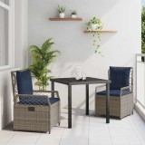 vidaXL Set de masă pentru grădină 3 pcs Gri poliratan 3381051
