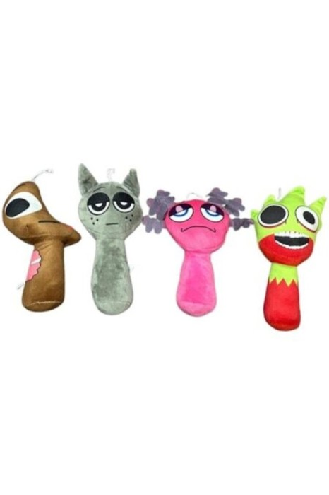 Set de 4 jucării de pluș Sprunki, 23 cm, multicolore