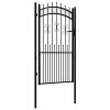 Poarta de gard cu varf tip sulita, neagra, 103x175 cm, otel vopsit in camp electrostatic