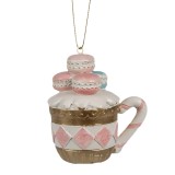 Cumpara ieftin Set 2 ornamente brad Craciun Macarons polirasina multicolora 6x4x7 cm