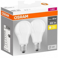 Set 2 becuri LED OSRAM 8.5W (60W), E27, 806 lumeni, lumina calda (2700K) 4058075152656 foto