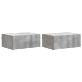 vidaXL Dulap de noapte suspendat 2 pcs Gri Beton 49 x 34,5 x 20 cm 898452