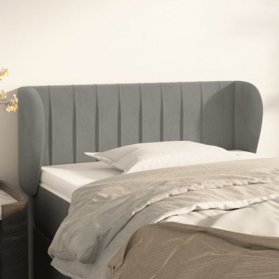 vidaXL Tăblie de pat cu aripioare gri deschis 103x23x78/88 cm catifea foto