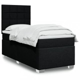 VidaXL Pat box spring cu saltea, negru, 90x190 cm, textil
