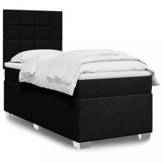 vidaXL Pat box spring cu saltea, negru, 90x200 cm, textil 3290373