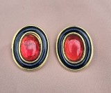 CERCEI CLIPS VINTAGE DIN METAL AURIU CU DECOR DIN PLASTIC
