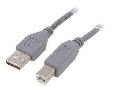 Cablu USB 2.0 A la B aurit 1,8m gri foto