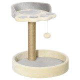 PawHut Copac de Zg&acirc;riat pentru Pisici, 5kg, cu Pătuțuri și Minge, Plus și Fr&acirc;nghie de Iută, 41x41x44 cm, Gri și Bej | Aosom Romania