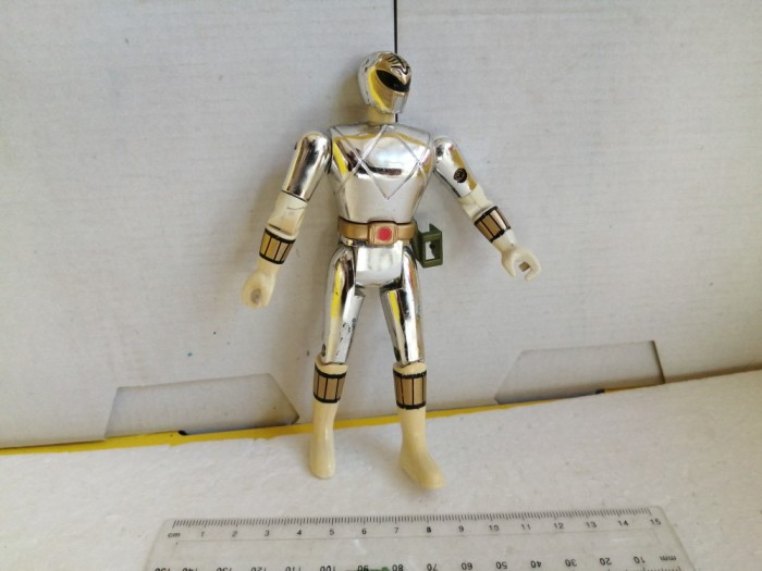 bnk jc Power Rangers Ranger Metallic Silver White 1995 Bandai 5.5&quot;