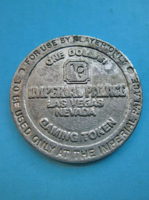 5183-Moneda 1$ gamble Imperial Palace Las Vegas, Nevada. Metal alb 3.8 cm. foto