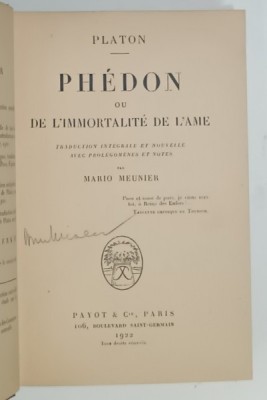 PLATON , PHEDON OU DE L &amp;#039;IMMORTALITE DE L &amp;#039;AME , 1922 , CONTINE EX LIBRIS SEMNAT * foto