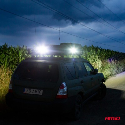 Proiector auto LED AMIO 12-24V, cu 26 LED 3030, 110x110mm, 1 buc. foto
