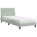 Cumpara ieftin Pat cu saltea, gri deschis, 90x200 cm, catifea