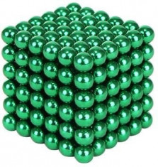 Joc Puzzle Antistres NeoCube cu Bile Magnetice 216 Bucati, Diametru Bile 3mm, verde foto