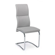 Scaun cu spatar din piele ecologica gri argintiu Thelma 44 cm x 58 cm x 104 h x 47 h