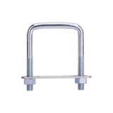 Brida prindere panou gard zincata cu placuta si piulite pentru stalp 60x40 mm