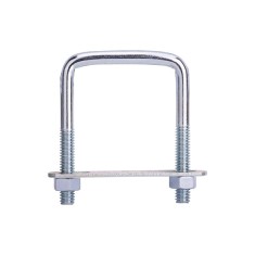Brida prindere panou gard zincata cu placuta si piulite pentru stalp 30x30 mm