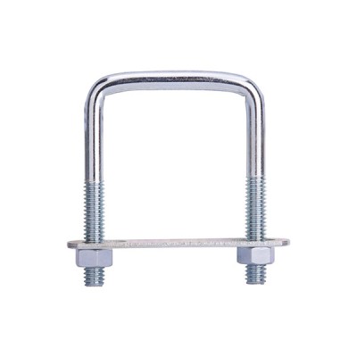 Brida prindere panou gard zincata cu placuta si piulite pentru stalp 60x60 mm foto